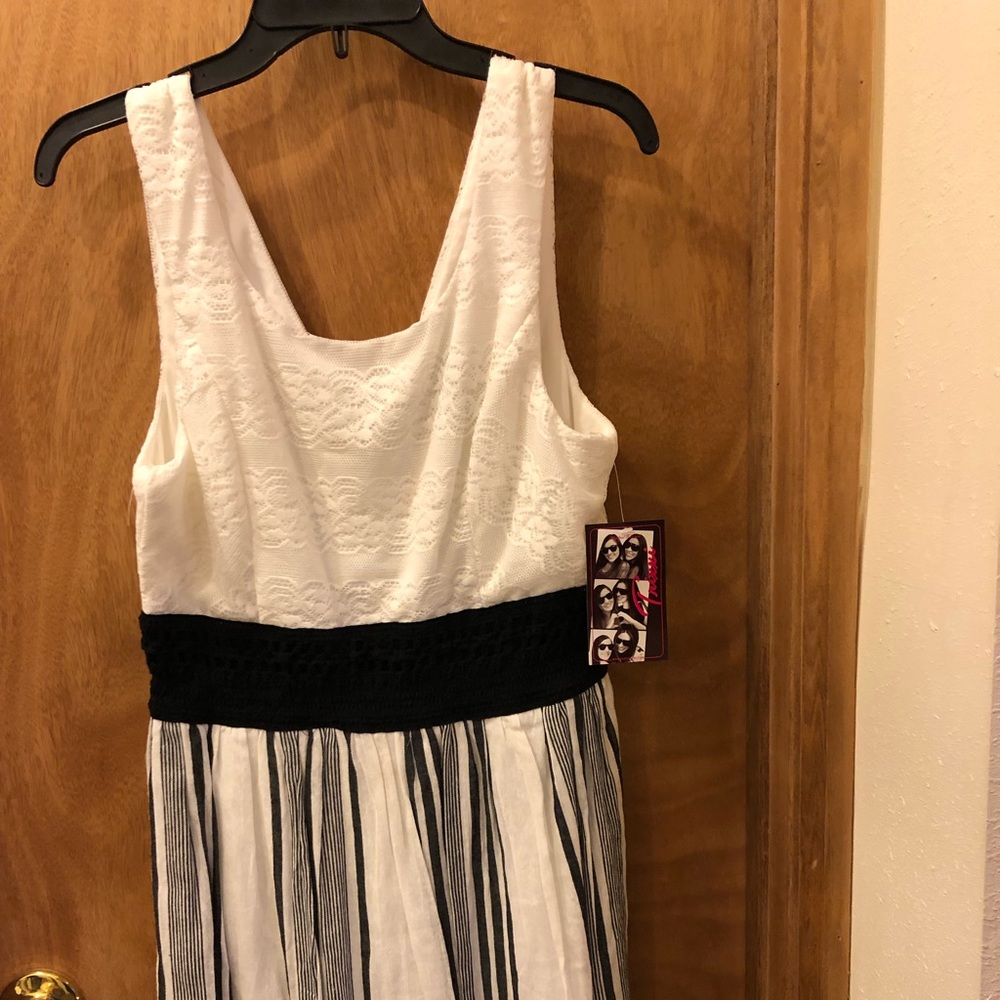 White and black a-line dress